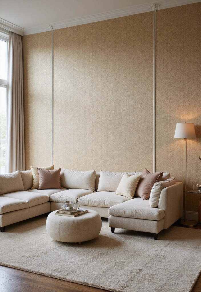 21 Luxury Living Room Ideas - 13. Textured Wallpaper