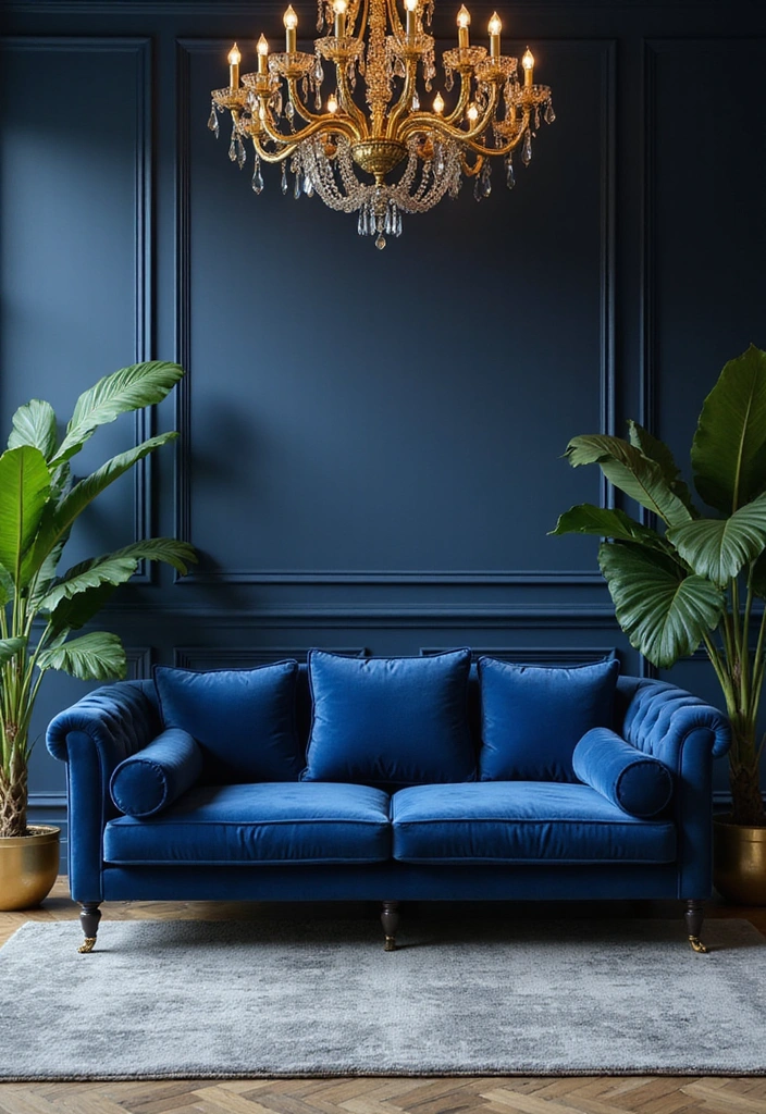 21 Chic Blue Living Room Ideas That'll Make You Want to Redecorate! - 2. Elegant Sapphire Sophistication