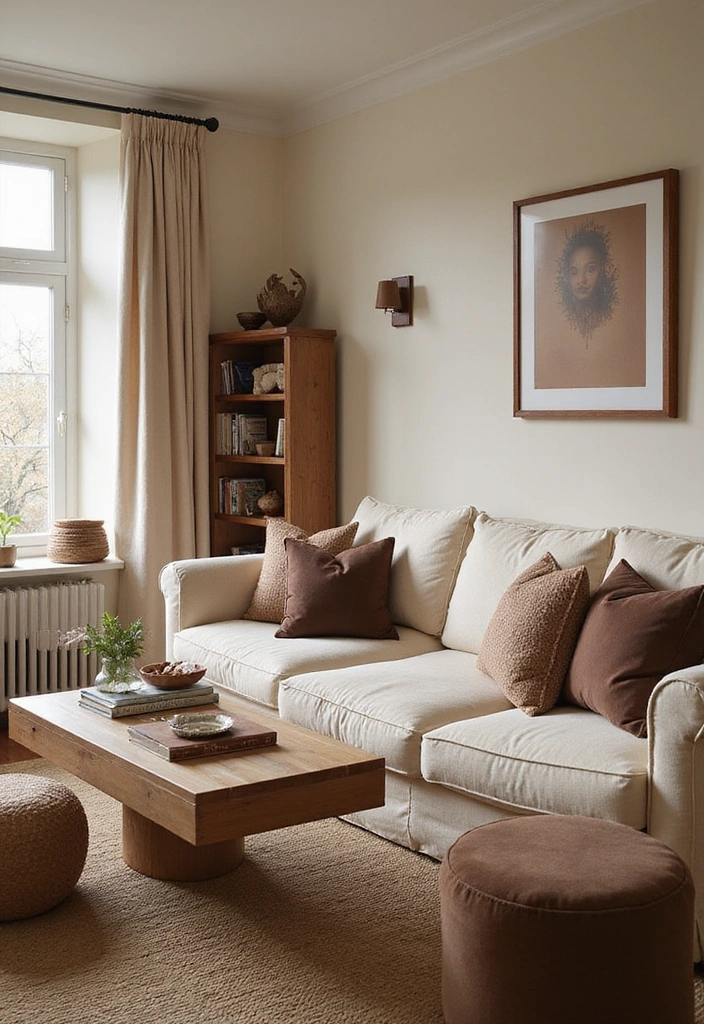 21 Stunning Two Colour Combinations for Your Living Room That'll Leave You Breathless! - 12. Cream and Chocolate Brown