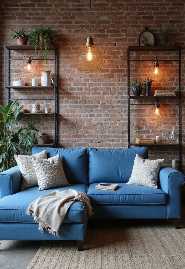 21 Chic Blue Living Room Ideas That'll Make You Want to Redecorate! - 10. Industrial Blue Chic