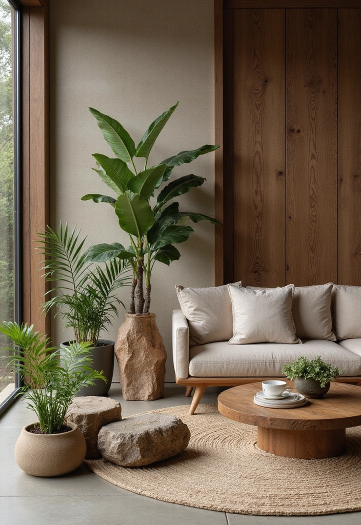 21 Green Living Room Ideas That'll Transform Your Space into a Sustainable Oasis! - 6. Biophilic Design Elements