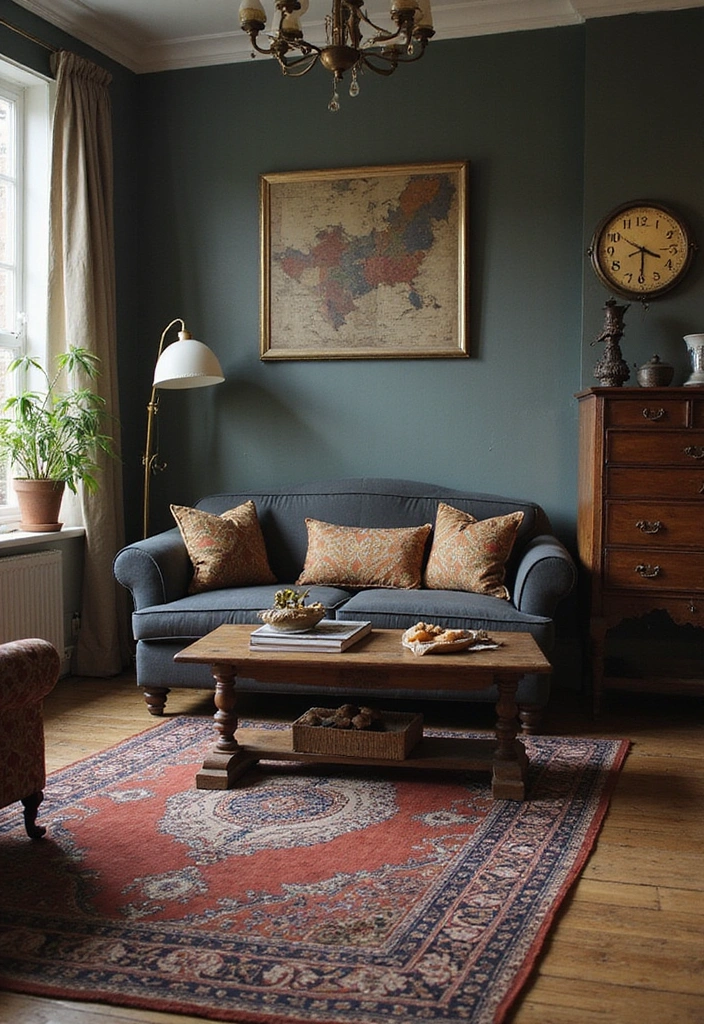 23 Dark Gray Sofa Living Room Ideas That’ll Transform Your Space (You Won't Believe #11!) - 21. Vintage Charm