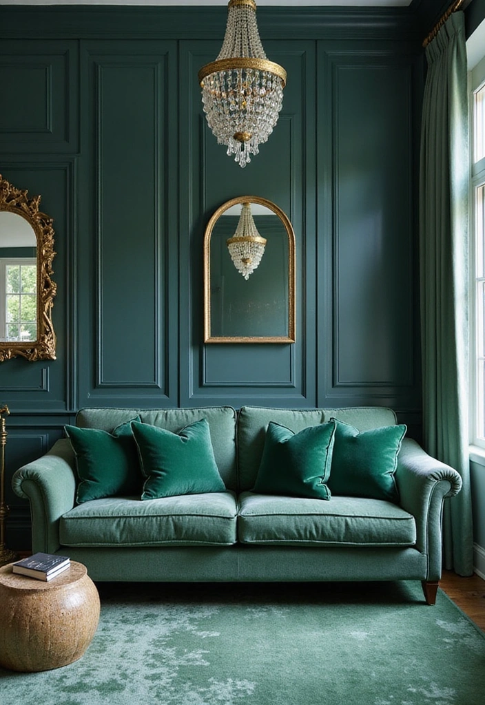 23 Blue And Green Living Room Ideas That Will Transform Your Space! - 8. Chic Sophistication with Indigo and Emerald