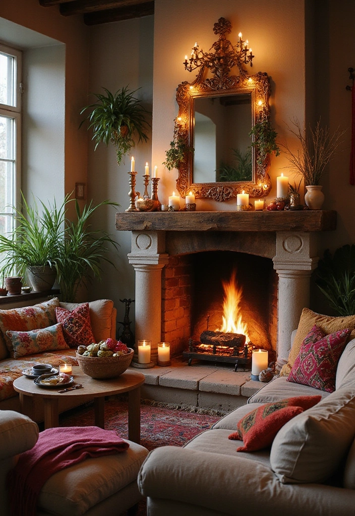21 Bohemian Living Room Ideas That'll Transform Your Space into a Cozy Oasis! - 14. Cozy Fireplaces