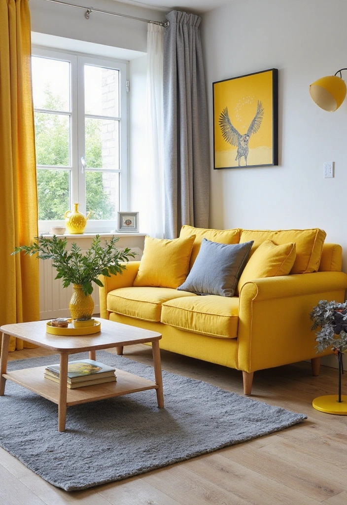 21 Stunning Two Colour Combinations for Your Living Room That'll Leave You Breathless! - 13. Yellow and Grey