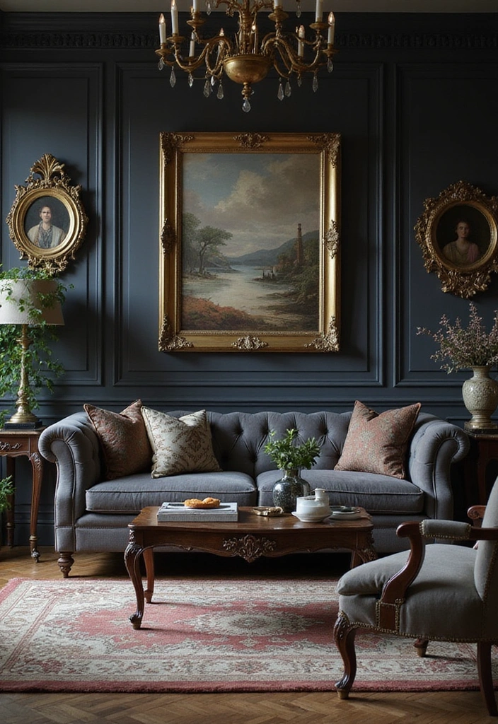 23 Dark Gray Sofa Living Room Ideas That’ll Transform Your Space (You Won't Believe #11!) - 15. Classic Elegance