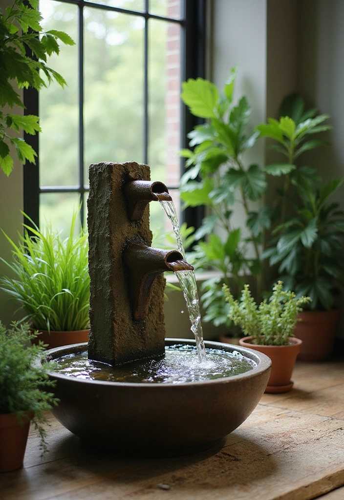 21 Green Living Room Ideas That'll Transform Your Space into a Sustainable Oasis! - 18. Indoor Water Features