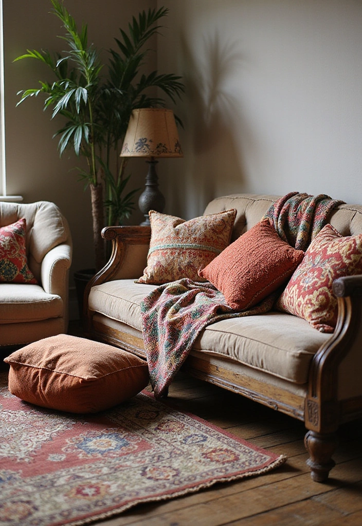 21 Bohemian Living Room Ideas That'll Transform Your Space into a Cozy Oasis! - 1. Cozy Textiles Galore