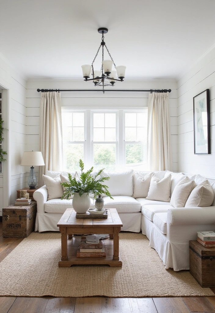 21 Stunning White Living Room Ideas That Will Leave You Breathless! - 10. Farmhouse White Style