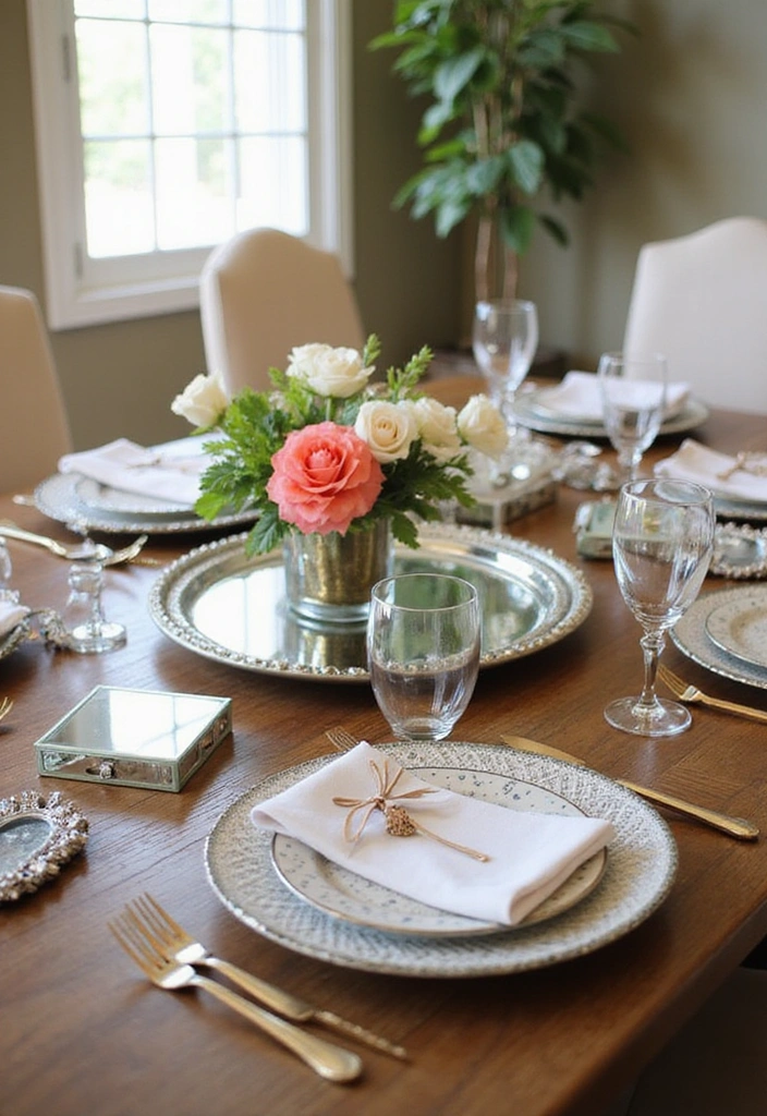 20 Luxury Dining Room Decor with Mirror - 9. Mirrored Table Accents