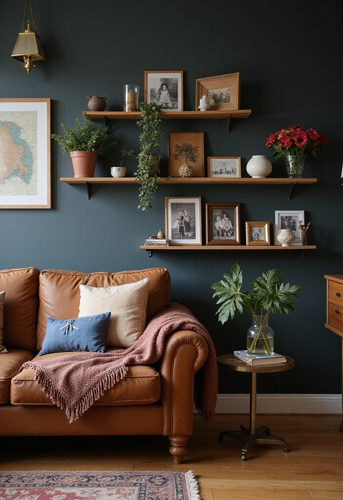 21 Dark Boho Living Room Ideas That Create a Cozy Ambiance! - 13. Personal Touches