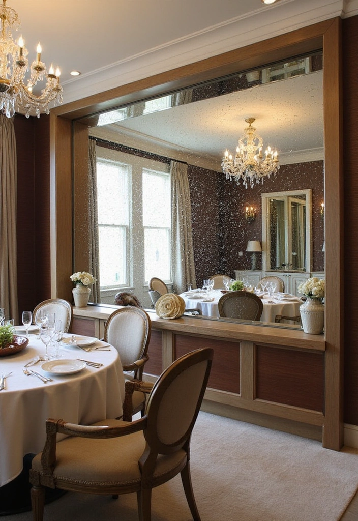 20 Luxury Dining Room Decor with Mirror - 12. Mirrored Accent Walls