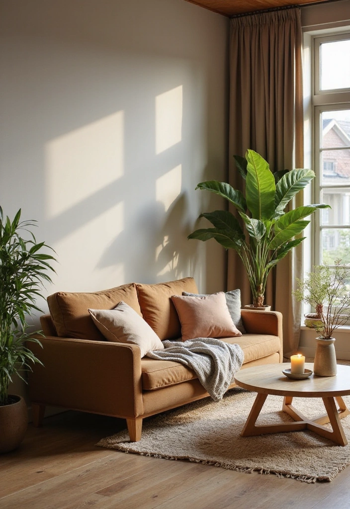 21 Brown Sofa Living Room Ideas That'll Make You Say 'Wow!' - 10. Zen Retreat