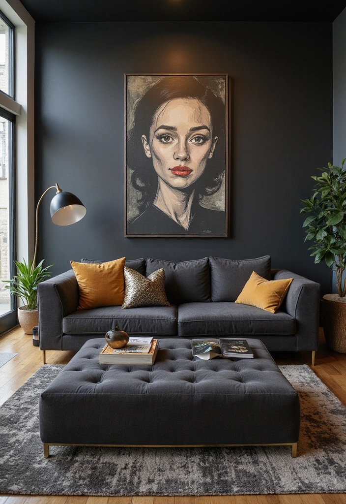 23 Dark Gray Sofa Living Room Ideas That’ll Transform Your Space (You Won't Believe #11!) - 9. Modern Glam