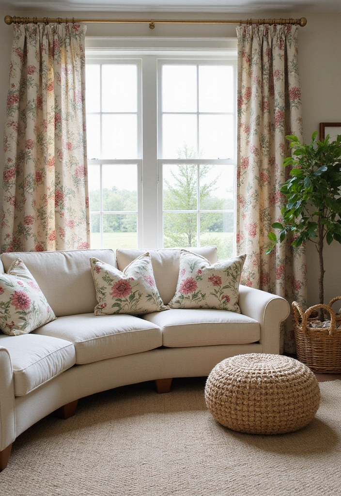 21 French Cottage Living Room Ideas That'll Make You Swoon! - 8. Floral Patterns