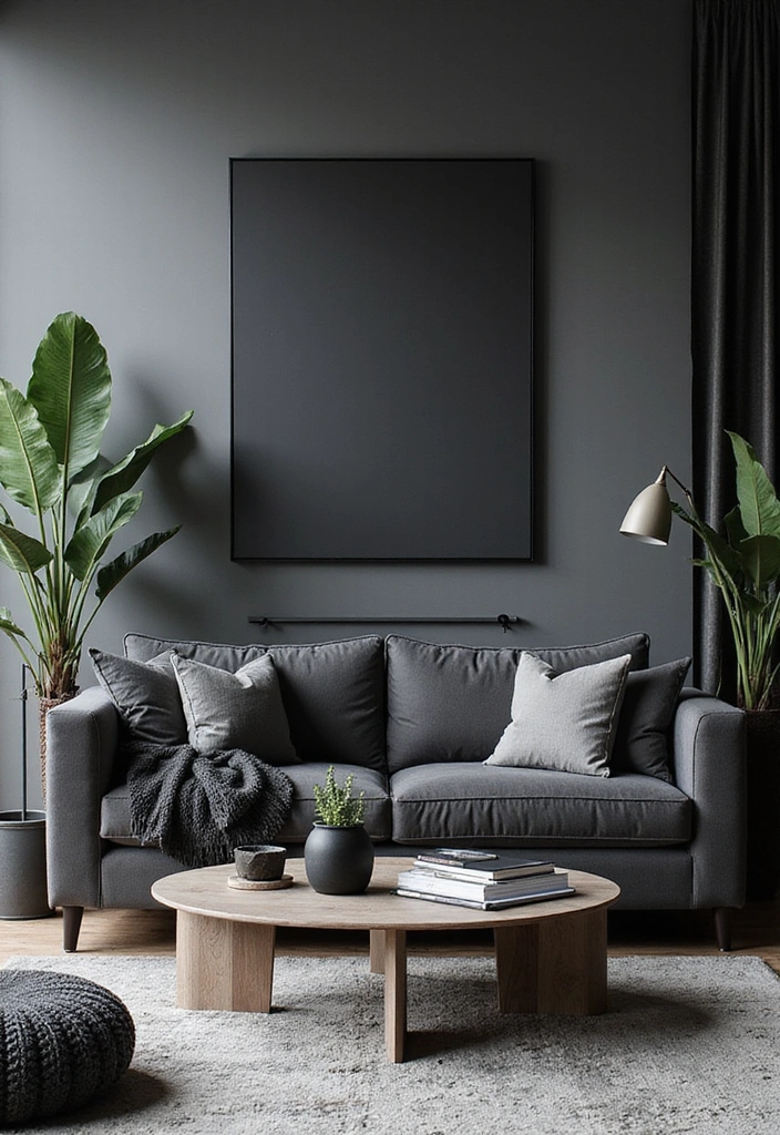 23 Dark Gray Sofa Living Room Ideas That’ll Transform Your Space (You Won't Believe #11!) - 11. Bold Monochrome