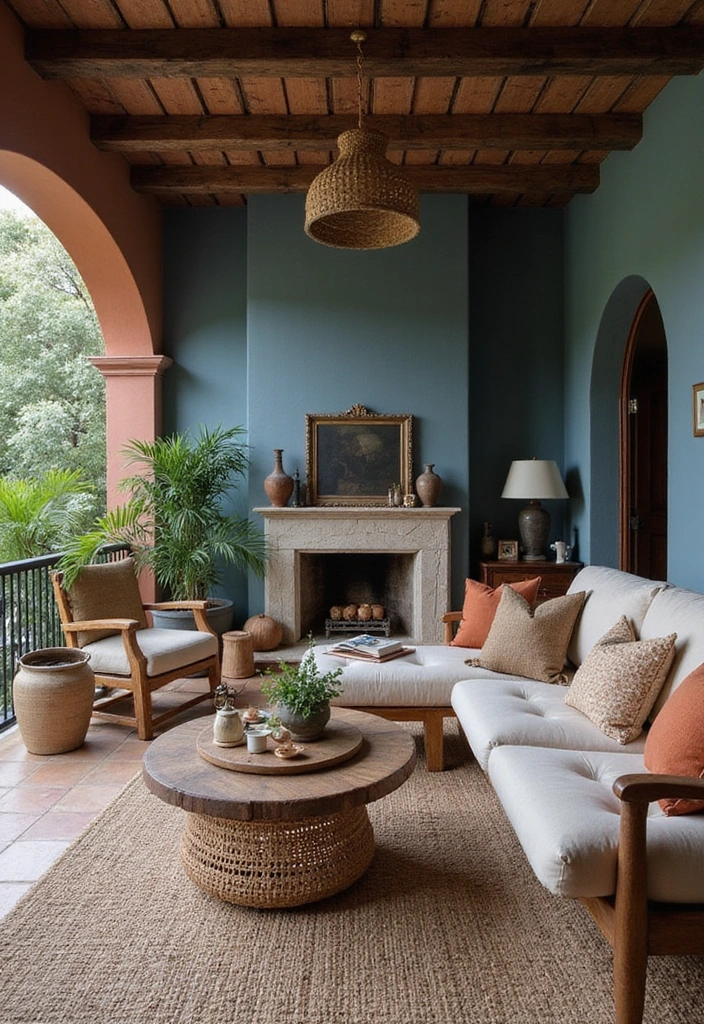 21 Dark Living Room Ideas That'll Make You Want to Curl Up with a Book! - 17. Mediterranean Mystique