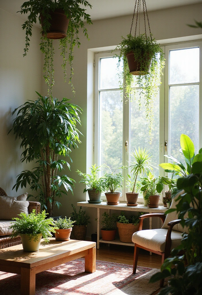 21 Bohemian Living Room Ideas That'll Transform Your Space into a Cozy Oasis! - 2. Lush Greenery