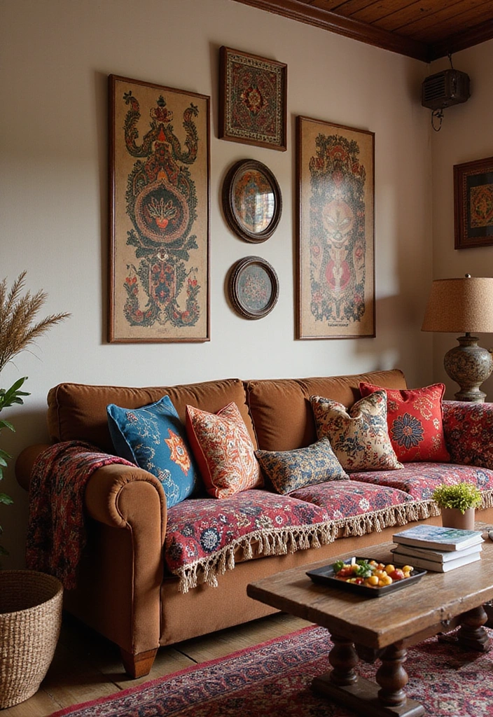 21 Brown Sofa Living Room Ideas That'll Make You Say 'Wow!' - 21. Cultural Inspirations