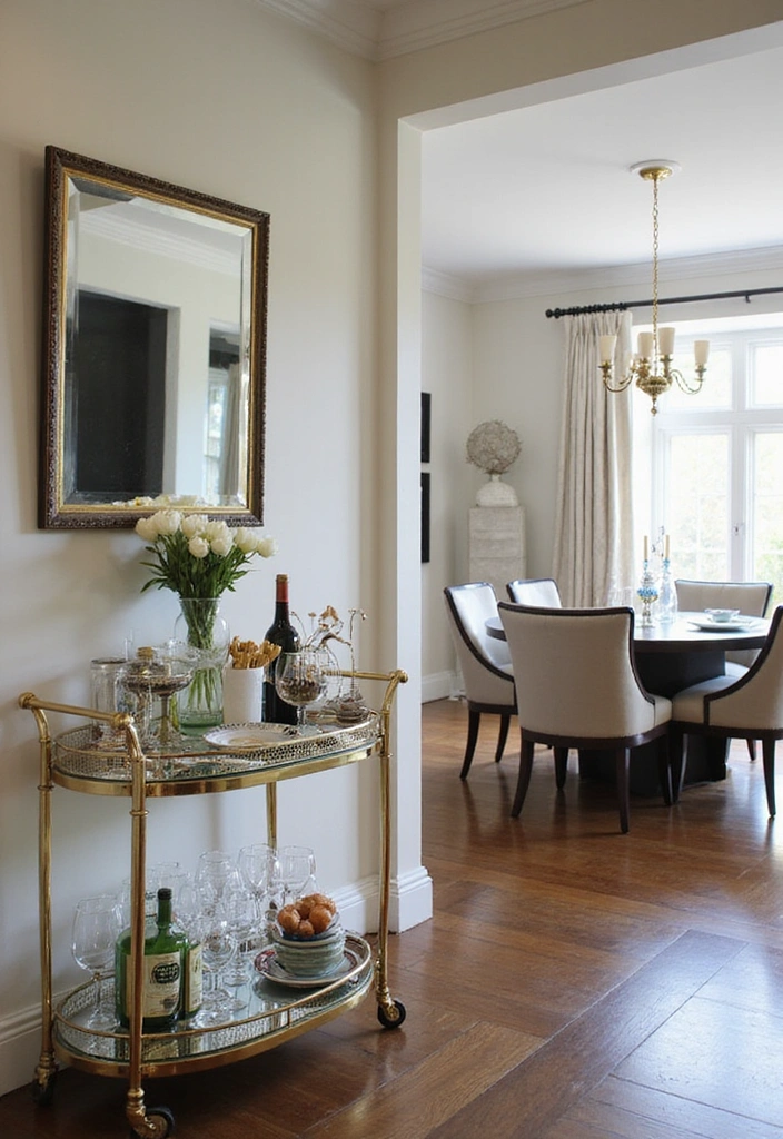 20 Luxury Dining Room Decor with Mirror - 13. Mirrored Bar Carts