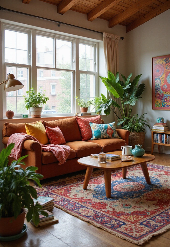 21 Brown Sofa Living Room Ideas That'll Make You Say 'Wow!' - 19. Playful Patterns