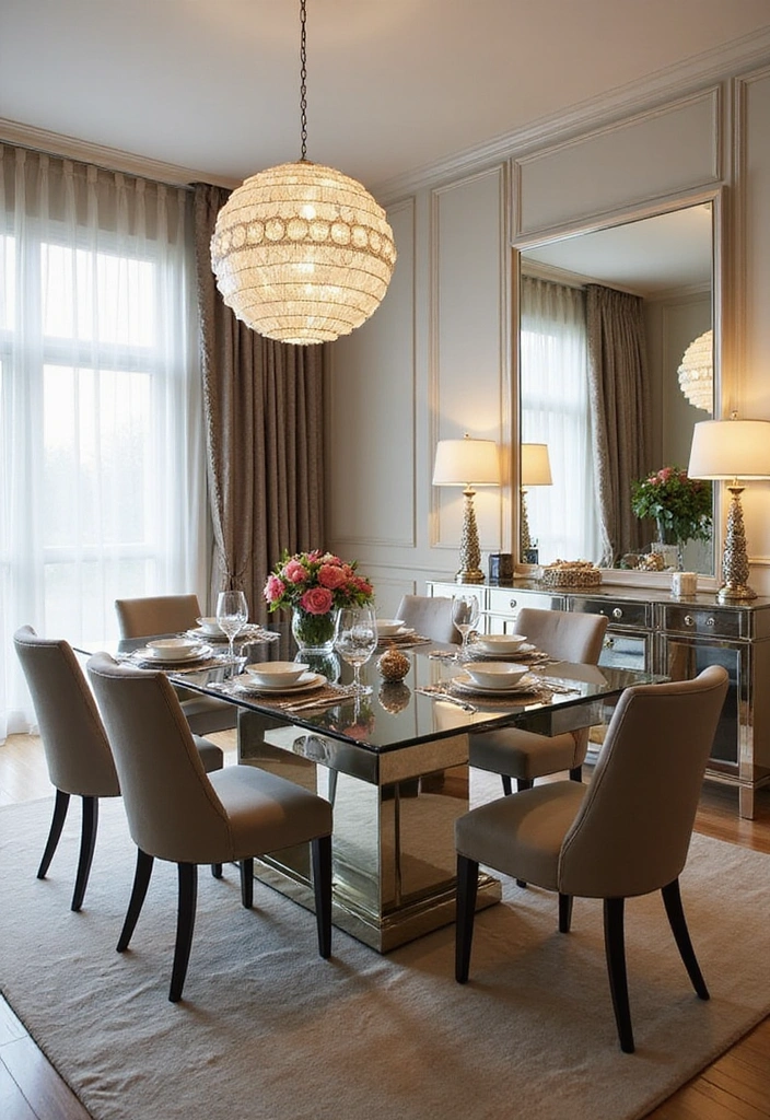 20 Luxury Dining Room Decor with Mirror - 4. Mirrored Furniture